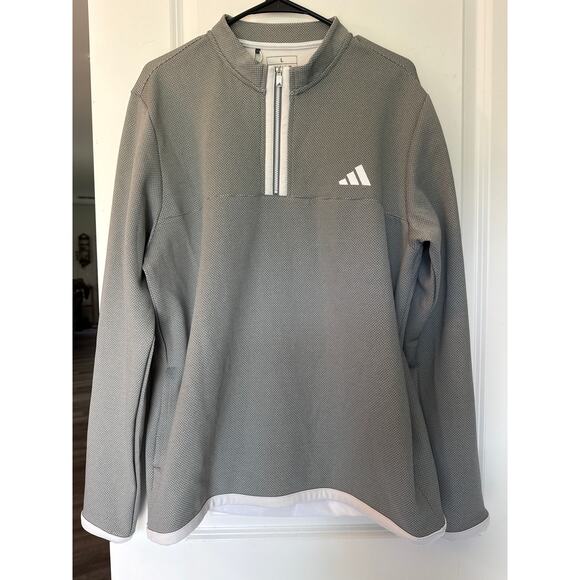 Adidas Mens 1/4 Zip Microdot Golf Pullover in Light Gray Large - Picture 6 of 8